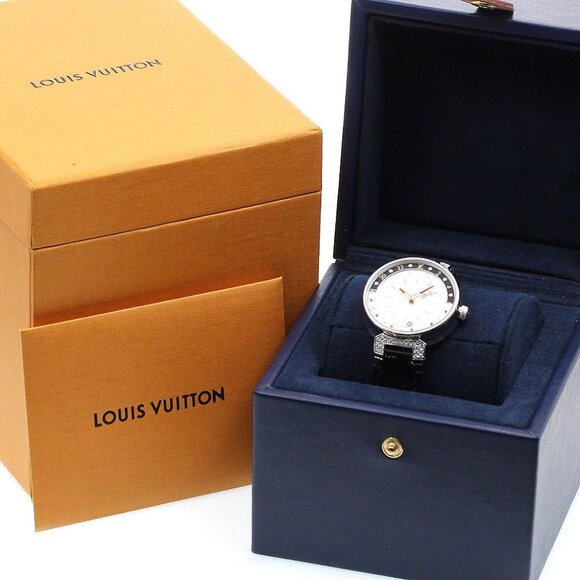 LOUIS VUITTON Tambour Moon Dual Time MM QA108 GMT Quartz Ladies Watch_860284 - Picture 1 of 7